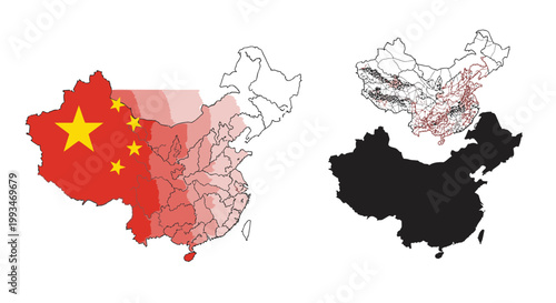 Isolated 3D vector illustration of a Canada map with flag and country border outline for world atlas cartography geography travel
