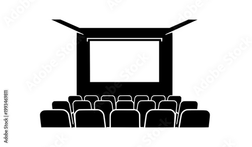Movie theater auditorium icon vector stencil seats screen