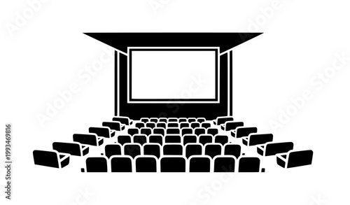 Cinema hall screen seats vector stencil icon design