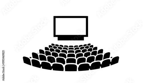 Cinema auditorium stencil icon vector movie theater seats