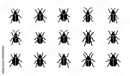 Insect icon set vector silhouettes bug collection