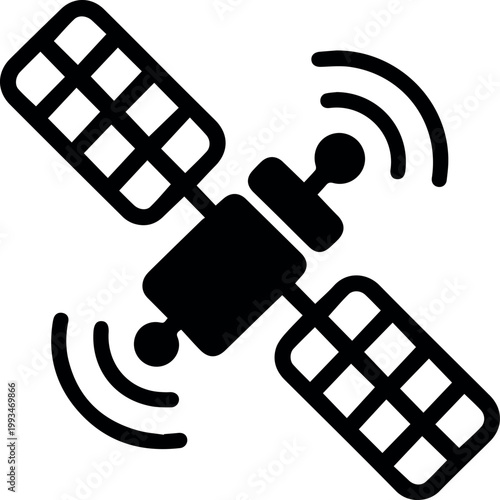 satellite with signal waves icon