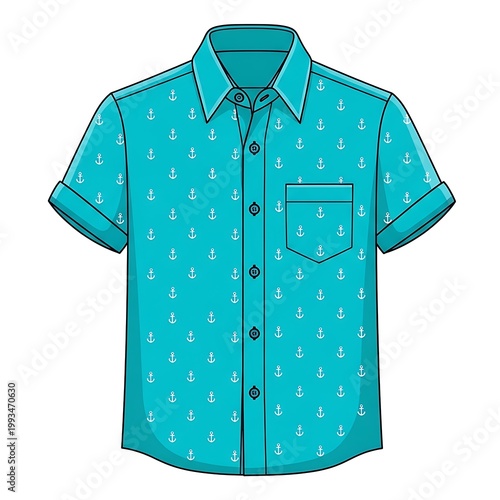 Teal short sleeved button down.