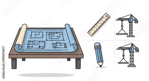 Blueprint Architecture Design Table Layout.