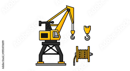 Yellow Construction Crane Machine Equipment.