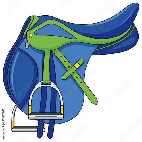flat design colorful horse saddle vector illustration