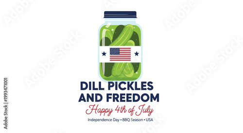 Patriotic dill pickle jar, 4th of July, American flag design, Independence Day celebration