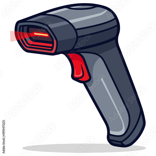 Handheld Barcode Scanner Flat Cartoon Vector Illustration