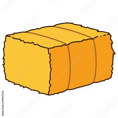 hay bale square flat vector cartoon illustration