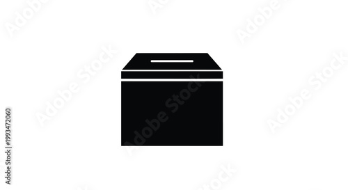 Minimalist black silhouette of a rectangular box with a lid simple design silhouette