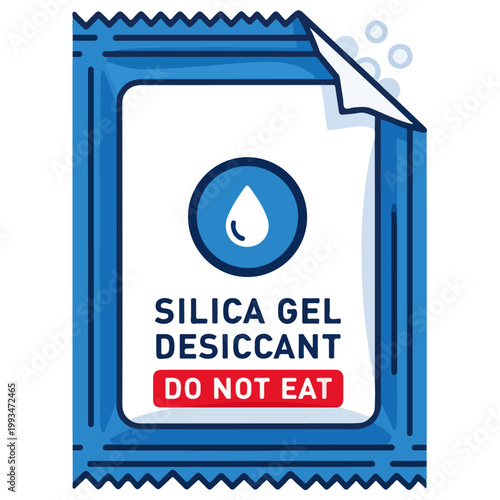 silica gel desiccant packet do not eat flat vector illustration