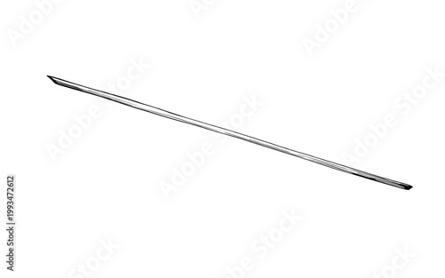 Stem without leaves from anemone or poppy flowers. Hand drawing vector line art with black outlines