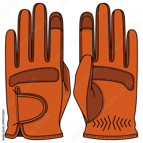 Tan Leather Work Gloves Flat Vector Design