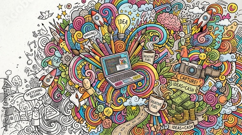 Colorful illustration of creative technology concept.