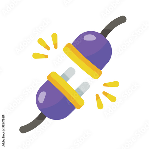 Not connected power plug cable icon vector, unplugged cable illustration, disconnected power supply symbol, electrical connection status concept 