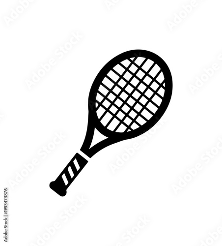 Minimalist Black Tennis Racket Vector Icon