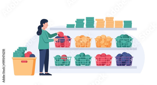 Woman Shopping for Fresh Fruits and Vegetables at Grocery Store