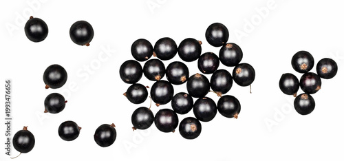 Currant berries isolated on a white background, top view, contour