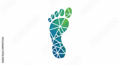 Abstract geometric foot imprint in blue and green tones
