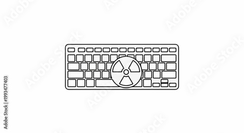 A black outline of a keyboard with a radiation symbol on it