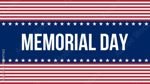 memorial day poster, national federal american holiday banner, vector greeting card with stars and stripes, social network post template