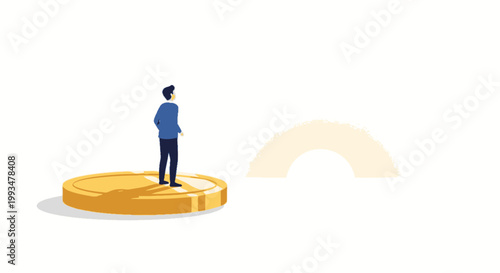 Businessman Standing on Gold Coin Stack with Financial Growth Concept