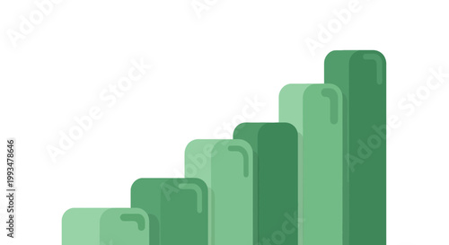 Progressive Green Bar Chart Showing Growth and Development