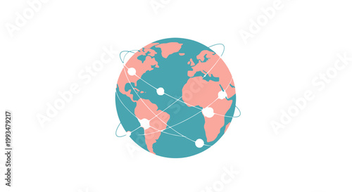 Global Connectivity Illustration Featuring Network Lines and Earth Globe