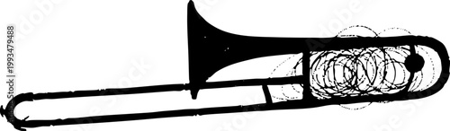 Hand drawn trombone sketch icon isolated on white background