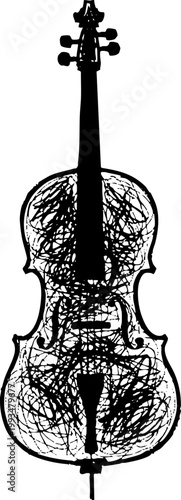 Vintage Cello Musical Instrument Illustration Isolated on White