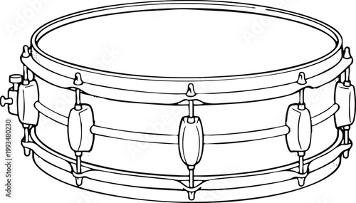Snare drum musical instrument line art illustration