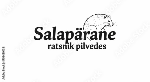 Black text and rodent illustration on white background