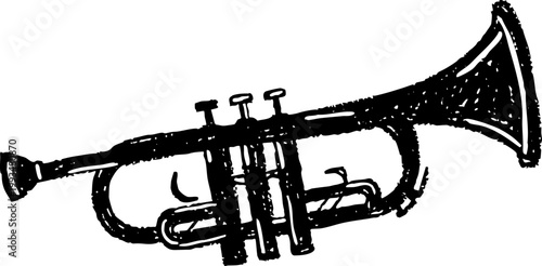 Trumpet musical instrument hand-drawn sketch illustration