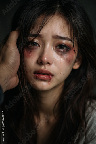 Stunning high-resolution photographs of a young woman after abuse.