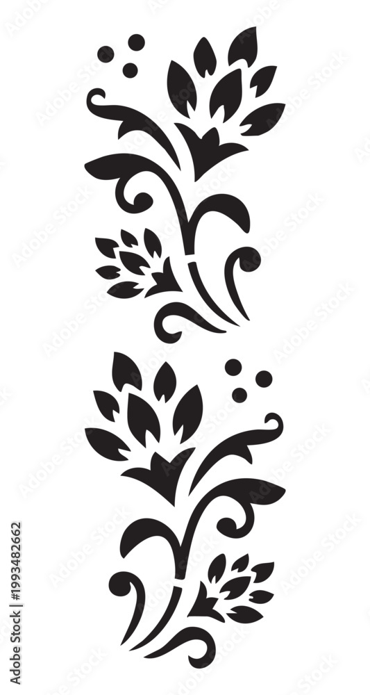 Obraz premium Black stylized floral vector element with graphic resource, stylized