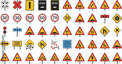 Roadway markers regulate vehicle traffic flow.