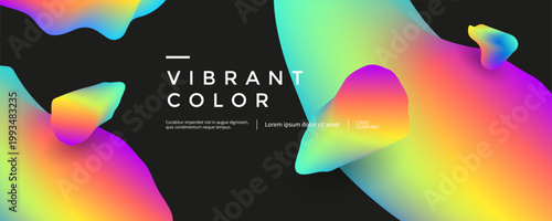 Slika na platnu Abstract banner with floating organic liquid blobs in vibrant rainbow gradients