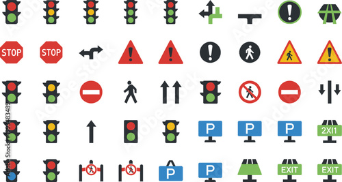 Traffic signals guide drivers on the roadway.