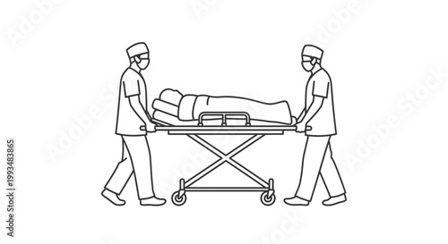 Medical Team Transporting Patient on Stretcher, Emergency Hospital Care