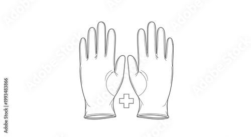 Medical Gloves and Plus Sign Icon - Cleanliness, Health, Protection