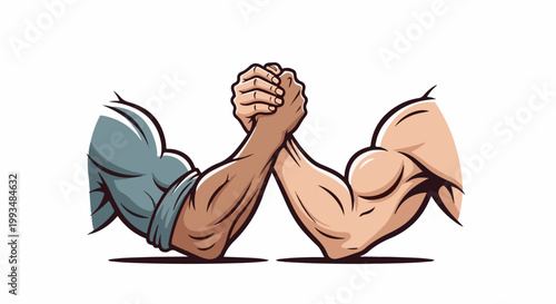Two muscular arms locked in a wrestling match against a white background