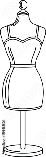 Fashion mannequin with elegant dress outline stylized female torso beauty display stand.