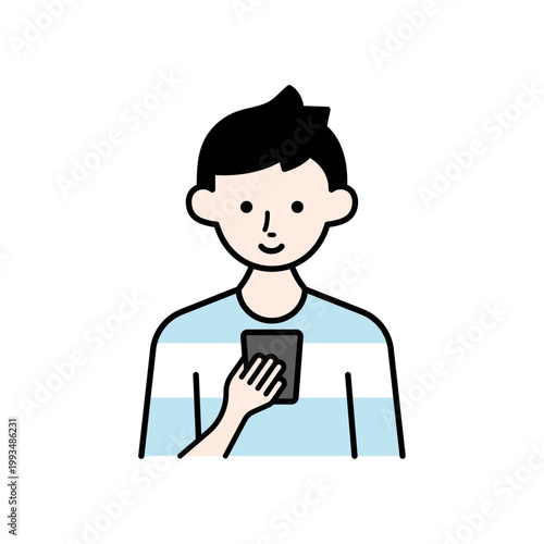 スマホ操作、スマホを見て驚く男性（通知・エラー・気づき・反応）– シンプル操作UIアイコンシリーズ