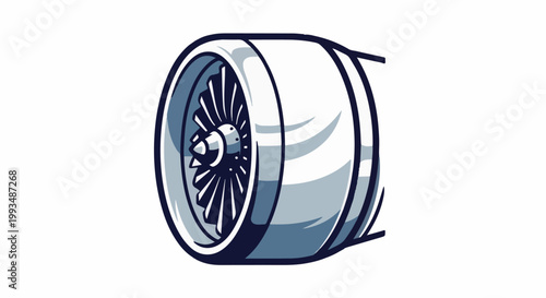 Stylized jet engine with fan blades and smooth casing
