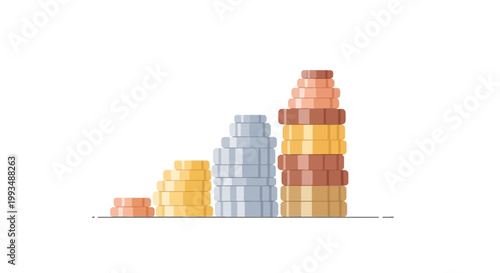 Stacked Coins Illustration Showing Financial Growth and Savings