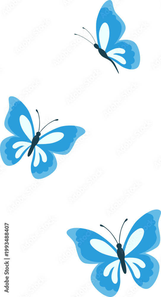 Obraz premium Blue Butterfly Flying Illustration. Vector Isolated