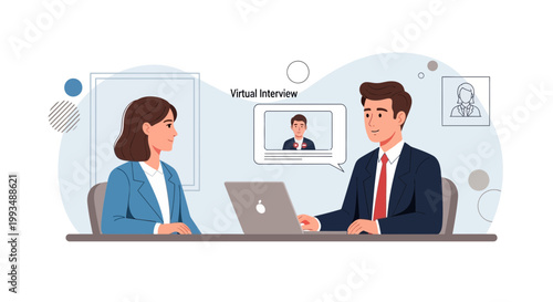 Virtual Interview: Two Professionals Discussing Job Opportunity Online