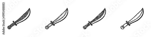 Sketch falchion icon design set