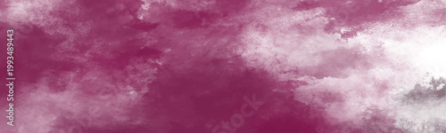 Vibrant magenta and white watercolor texture background with soft cloud-like formations and painterly brush strokes for creative artistic applications