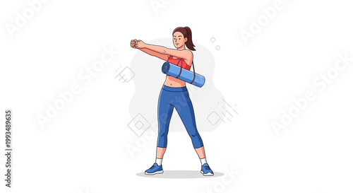Woman exercising with yoga mat, fitness, healthy lifestyle, workout, active